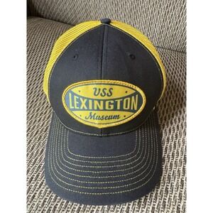 USS Lexington Museum Hat Richardson 112 Trucker Snapback Black Yellow Navy Ship